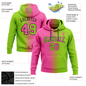 Custom Stitched Neon Green Pink-Black Gradient Fashion Sports Pullover Sweatshirt Hoodie