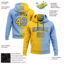 Laden Sie das Bild in den Galerie-Viewer, Custom Stitched Light Blue Yellow-Navy Gradient Fashion Sports Pullover Sweatshirt Hoodie
