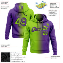 Laden Sie das Bild in den Galerie-Viewer, Custom Stitched Purple Neon Green-Black Gradient Fashion Sports Pullover Sweatshirt Hoodie
