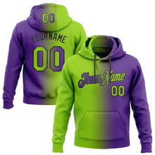 Laden Sie das Bild in den Galerie-Viewer, Custom Stitched Purple Neon Green-Black Gradient Fashion Sports Pullover Sweatshirt Hoodie
