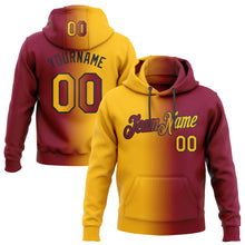 Charger l&#39;image dans la galerie, Custom Stitched Maroon Gold-Black Gradient Fashion Sports Pullover Sweatshirt Hoodie
