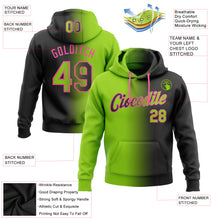 Laden Sie das Bild in den Galerie-Viewer, Custom Stitched Black Neon Green-Pink Gradient Fashion Sports Pullover Sweatshirt Hoodie
