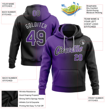 Custom Stitched Black Purple-Gray Gradient Fashion Sports Pullover Sweatshirt Hoodie