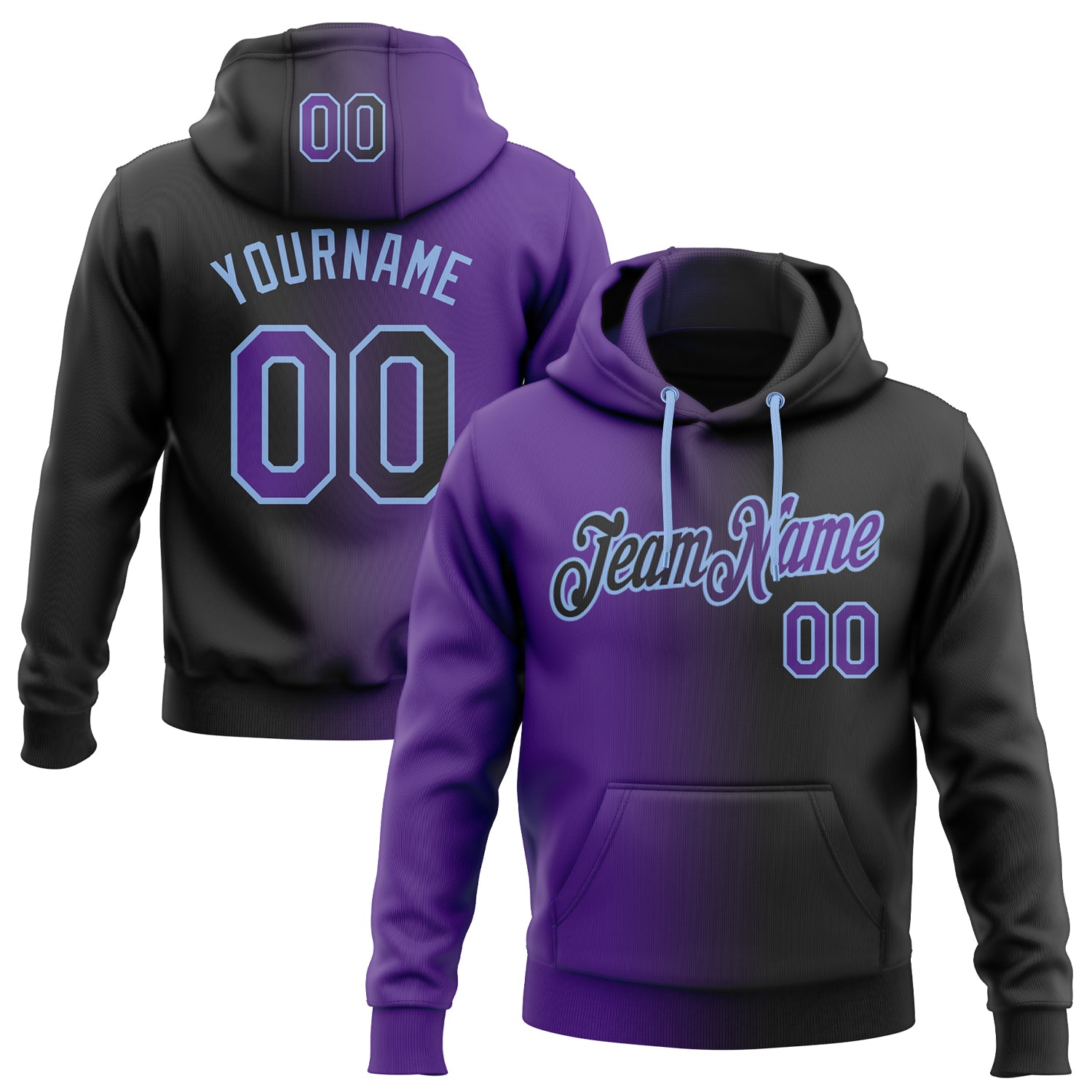 Cheap Custom Stitched Black Purple-Light Blue Gradient