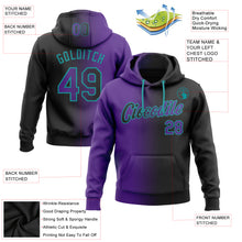 Laden Sie das Bild in den Galerie-Viewer, Custom Stitched Black Purple-Teal Gradient Fashion Sports Pullover Sweatshirt Hoodie
