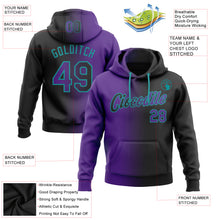 Load image into Gallery viewer, Custom Stitched Black Purple-Teal Gradient Fashion Sports Pullover Sweatshirt Hoodie
