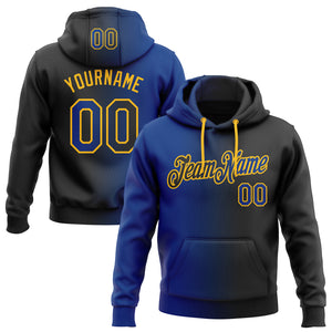 Custom Stitched Black Royal-Gold Gradient Fashion Sports Pullover Sweatshirt Hoodie