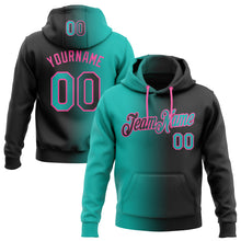 Charger l&#39;image dans la galerie, Custom Stitched Black Aqua-Pink Gradient Fashion Sports Pullover Sweatshirt Hoodie
