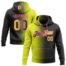 Charger l&#39;image dans la galerie, Custom Stitched Black Neon Yellow-Pink Gradient Fashion Sports Pullover Sweatshirt Hoodie
