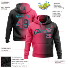 Charger l&#39;image dans la galerie, Custom Stitched Black Neon Pink-Teal Gradient Fashion Sports Pullover Sweatshirt Hoodie
