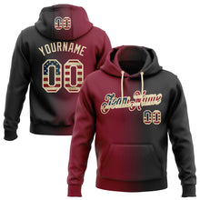Charger l&#39;image dans la galerie, Custom Stitched Black Vintage USA Flag Crimson-City Cream Gradient Fashion Sports Pullover Sweatshirt Hoodie

