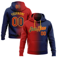 Load image into Gallery viewer, Custom Stitched Navy Red-Gold Gradient Fashion Sports Pullover Sweatshirt Hoodie
