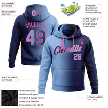Laden Sie das Bild in den Galerie-Viewer, Custom Stitched Navy Light Blue-Pink Gradient Fashion Sports Pullover Sweatshirt Hoodie
