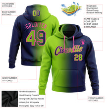 Laden Sie das Bild in den Galerie-Viewer, Custom Stitched Navy Neon Green-Pink Gradient Fashion Sports Pullover Sweatshirt Hoodie
