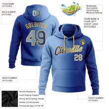 Load image into Gallery viewer, Custom Stitched Royal Light Blue-Gold Gradient Fashion Sports Pullover Sweatshirt Hoodie

