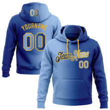 Load image into Gallery viewer, Custom Stitched Royal Light Blue-Gold Gradient Fashion Sports Pullover Sweatshirt Hoodie
