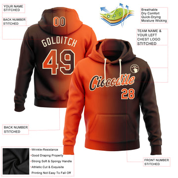 Custom Stitched Brown Orange-Cream Gradient Fashion Sports Pullover Sweatshirt Hoodie