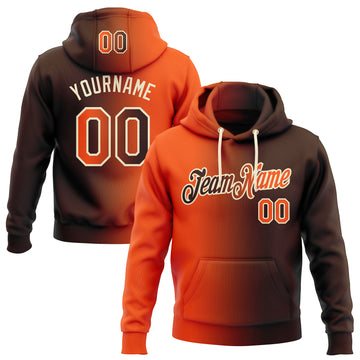 Custom Stitched Brown Orange-Cream Gradient Fashion Sports Pullover Sweatshirt Hoodie