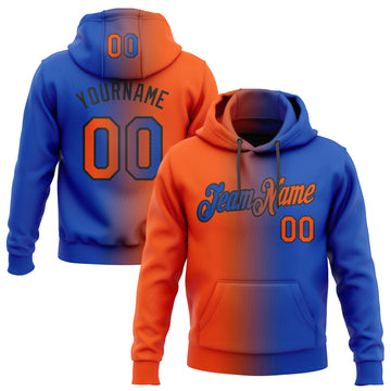 Custom Stitched Thunder Blue Orange-Black Gradient Fashion Sports Pullover Sweatshirt Hoodie