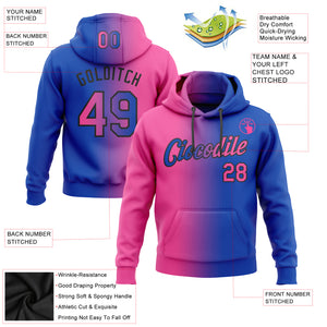 Custom Stitched Thunder Blue Pink-Black Gradient Fashion Sports Pullover Sweatshirt Hoodie