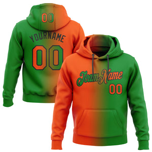 Custom Stitched Grass Green Orange-Black Gradient Fashion Sports Pullover Sweatshirt Hoodie