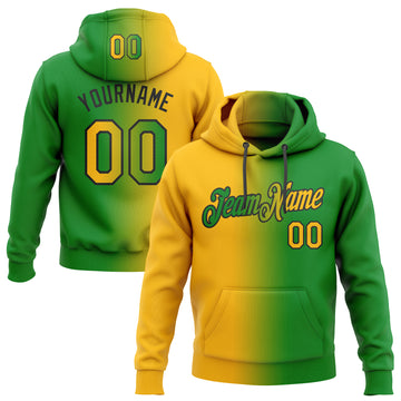 Custom Stitched Grass Green Gold-Black Gradient Fashion Sports Pullover Sweatshirt Hoodie