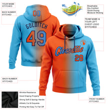 Laden Sie das Bild in den Galerie-Viewer, Custom Stitched Sky Blue Orange-Navy Gradient Fashion Sports Pullover Sweatshirt Hoodie
