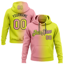 Load image into Gallery viewer, Custom Stitched Neon Yellow Medium Pink-Black Gradient Fashion Sports Pullover Sweatshirt Hoodie
