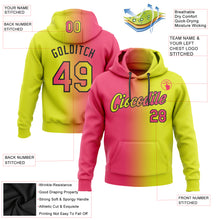 Laden Sie das Bild in den Galerie-Viewer, Custom Stitched Neon Yellow Neon Pink-Black Gradient Fashion Sports Pullover Sweatshirt Hoodie
