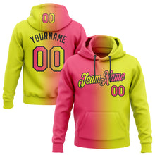 Laden Sie das Bild in den Galerie-Viewer, Custom Stitched Neon Yellow Neon Pink-Black Gradient Fashion Sports Pullover Sweatshirt Hoodie
