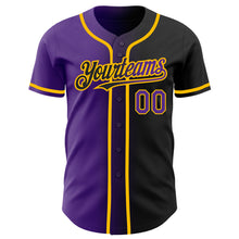 Charger l&#39;image dans la galerie, Custom Black Purple-Gold Authentic Gradient Fashion Baseball Jersey
