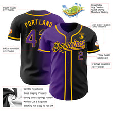 Charger l&#39;image dans la galerie, Custom Black Purple-Gold Authentic Gradient Fashion Baseball Jersey
