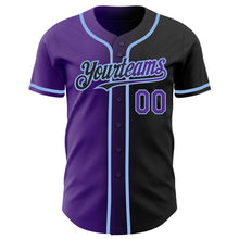Charger l&#39;image dans la galerie, Custom Black Purple-Light Blue Authentic Gradient Fashion Baseball Jersey
