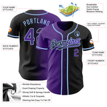 Charger l&#39;image dans la galerie, Custom Black Purple-Light Blue Authentic Gradient Fashion Baseball Jersey
