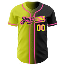 Charger l&#39;image dans la galerie, Custom Black Neon Yellow-Pink Authentic Gradient Fashion Baseball Jersey
