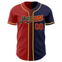 Загрузить изображение в средство просмотра галереи, Custom Navy Red-Old Gold Authentic Gradient Fashion Baseball Jersey
