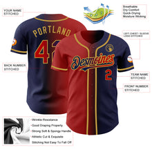 Загрузить изображение в средство просмотра галереи, Custom Navy Red-Old Gold Authentic Gradient Fashion Baseball Jersey
