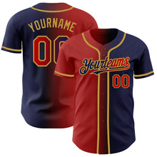 Загрузить изображение в средство просмотра галереи, Custom Navy Red-Old Gold Authentic Gradient Fashion Baseball Jersey
