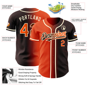 Custom Brown Orange-Cream Authentic Gradient Fashion Baseball Jersey