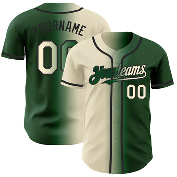 Custom Green Cream-Black Authentic Gradient Fashion Baseball Jersey