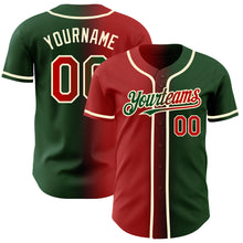 Laden Sie das Bild in den Galerie-Viewer, Custom Green Red-Cream Authentic Gradient Fashion Baseball Jersey
