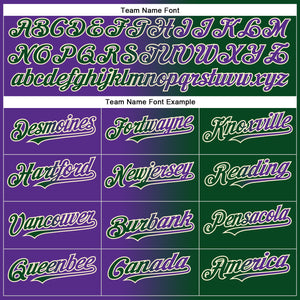 Custom Green Purple-Cream Authentic Gradient Fashion Baseball Jersey