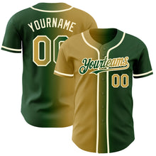 Laden Sie das Bild in den Galerie-Viewer, Custom Green Old Gold-Cream Authentic Gradient Fashion Baseball Jersey
