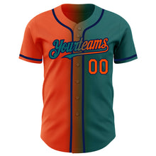 Load image into Gallery viewer, Custom Teal Orange-Navy Authentic Gradient Fashion Baseball Jersey
