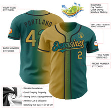 Load image into Gallery viewer, Custom Teal Old Gold-Black Authentic Gradient Fashion Baseball Jersey
