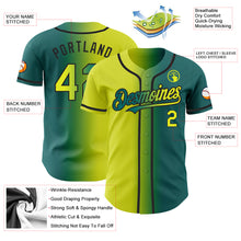 Laden Sie das Bild in den Galerie-Viewer, Custom Teal Neon Yellow-Black Authentic Gradient Fashion Baseball Jersey
