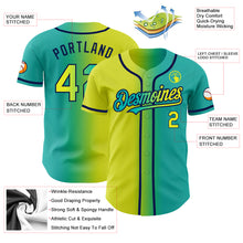 Laden Sie das Bild in den Galerie-Viewer, Custom Aqua Neon Yellow-Navy Authentic Gradient Fashion Baseball Jersey
