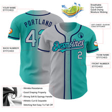 Load image into Gallery viewer, Custom Aqua Gray-Navy Authentic Gradient Fashion Baseball Jersey
