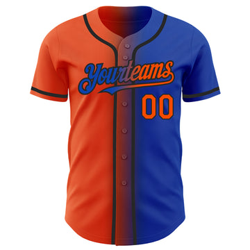 Custom Thunder Blue Orange-Black Authentic Gradient Fashion Baseball Jersey