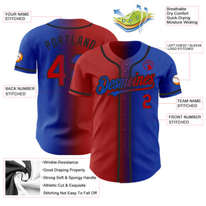 Custom Thunder Blue Red-Black Authentic Gradient Fashion Baseball Jersey